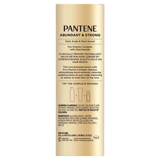 The back of Pantene Abundant & Strong serum