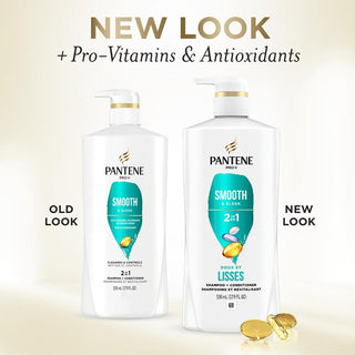 Pantene Smooth & Sleek 2 in 1 Shampoo + Conditioner 17.9 oz New Look