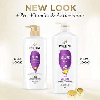 Pantene Sheer Volume 2 in 1 Shampoo + Conditioner 17.9 oz new look