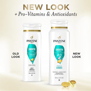 Pantene Smooth & Sleek 2 in 1 Shampoo + Conditioner 12 oz New Look