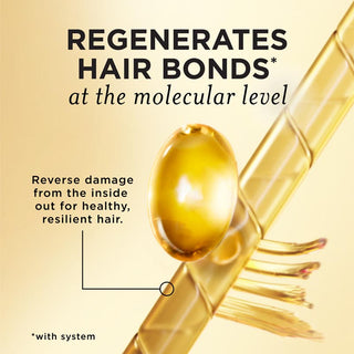 Regenerates Hair Bonds at the molecular level. Reverse damage from the inside out for healthy, resilient hair
