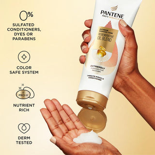 sulfate free conditioner. 0% sulfated cleansers, dyes, parabens. Color Safe System. nutrient rich. derm tested