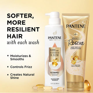Softer, More Resilient Hair with each wash. Moisturizes & smooths. Controls Frizz . Creates Natural Shiine