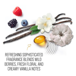 Refreshing sophisticated fragrance blends wild berries, fresh floral and creamy vanilla notes. 